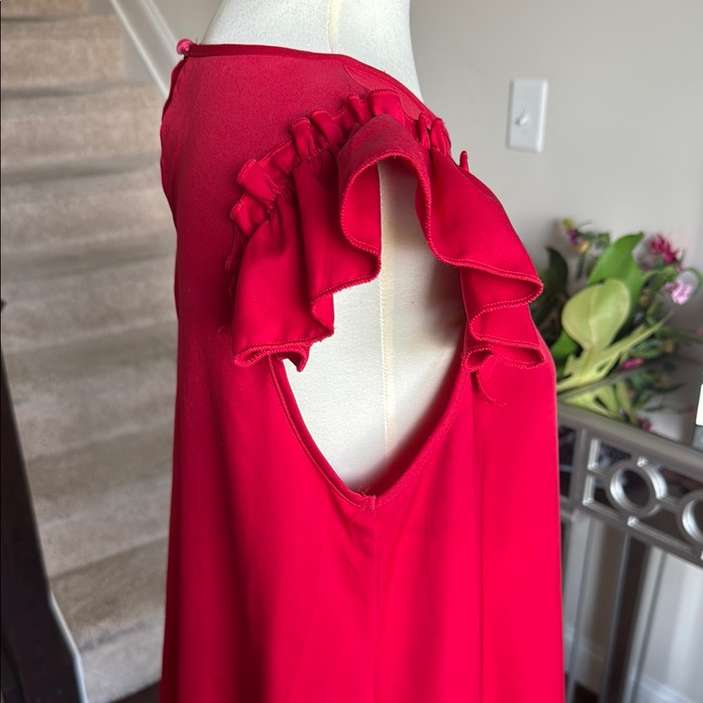 SHEIN Red Ruffled A-Line Dress - Picture 4 of 5